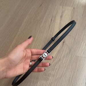 Maje black Leather Belt with Silver Buckle